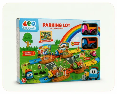 Паркінг з вантажівками Leo Parking Lot – дитячий гараж з машинками